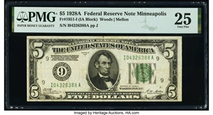 image for: Fr. 1951-I $5 1928A Federal Reserve Note. PMG Very Fine 25....