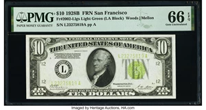 image for: Fr. 2002-L $10 1928B Federal Reserve Note. PMG Gem Uncirculated 66 EPQ....
