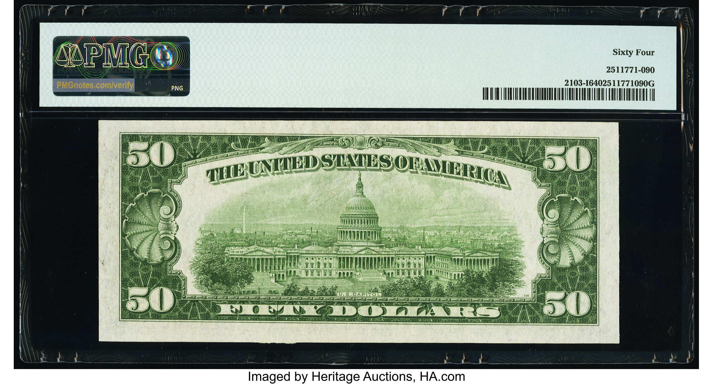 image for: Fr. 2103-I $50 1934A Federal Reserve Note. PMG Choice Uncirculated 64....