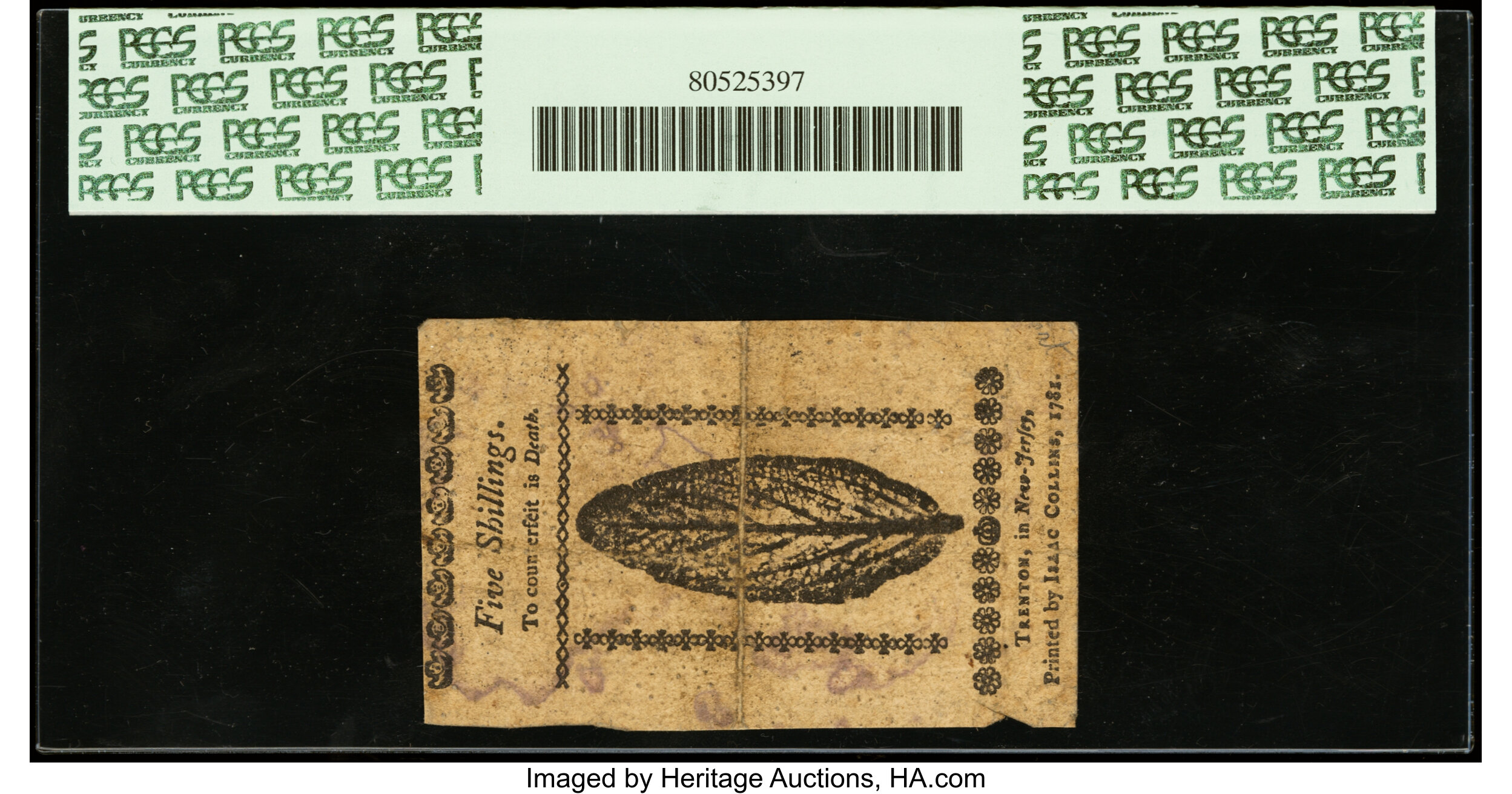 image for: New Jersey January 9, 1781 5s PCGS Apparent Very Fine 35....