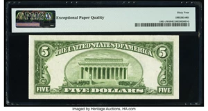 image for: Fr. 1961-J $5 1950 Wide I Federal Reserve Note. PMG Choice Uncirculated 64 EPQ....
