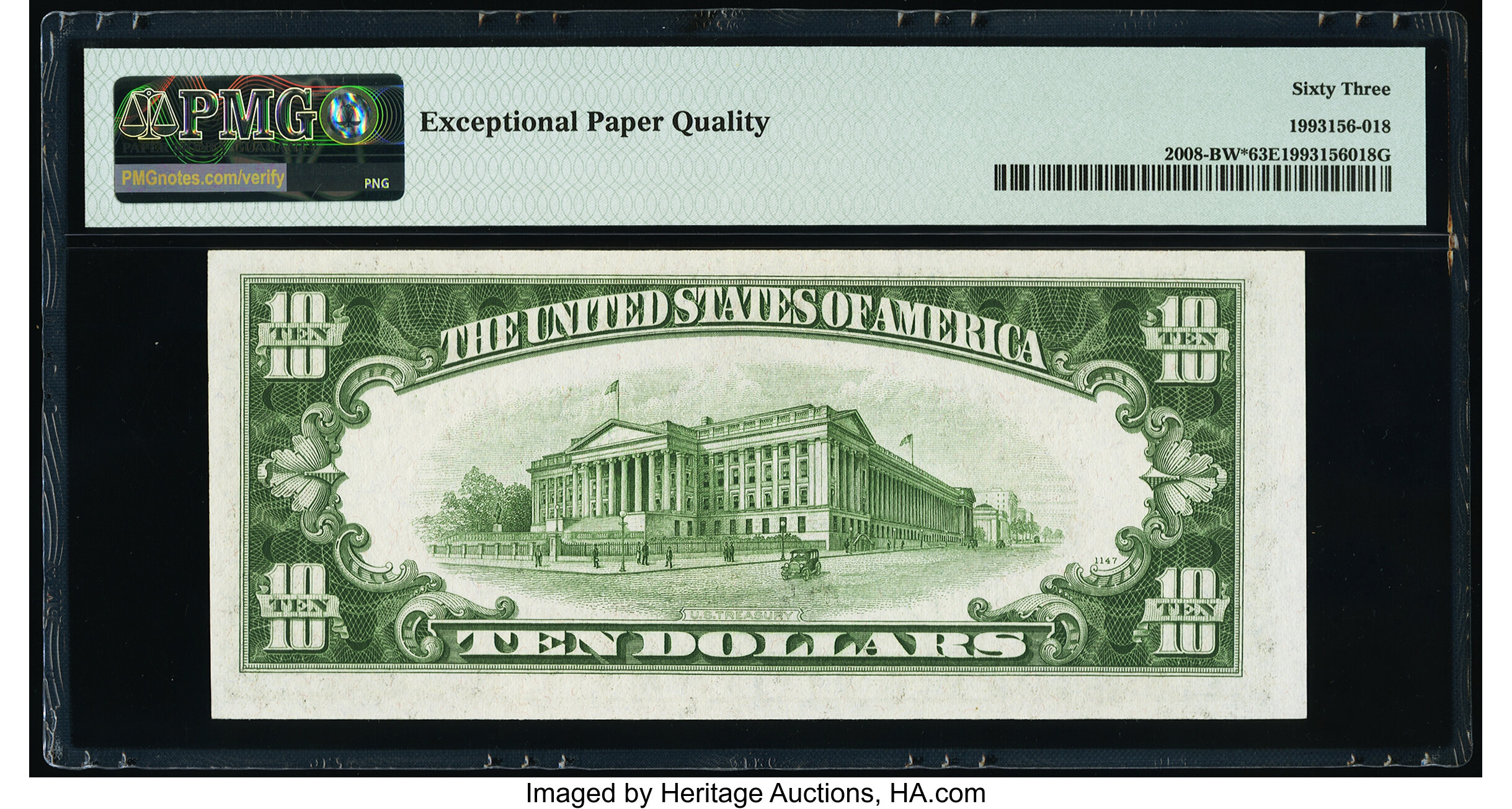 image for: Fr. 2008-B* $10 1934C Wide Federal Reserve Star Note. PMG Choice Uncirculated 63 EPQ....