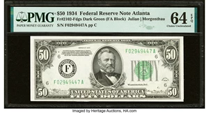 image for: Fr. 2102-F $50 1934 Federal Reserve Note. PMG Choice Uncirculated 64 EPQ....