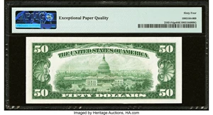 image for: Fr. 2102-F $50 1934 Federal Reserve Note. PMG Choice Uncirculated 64 EPQ....