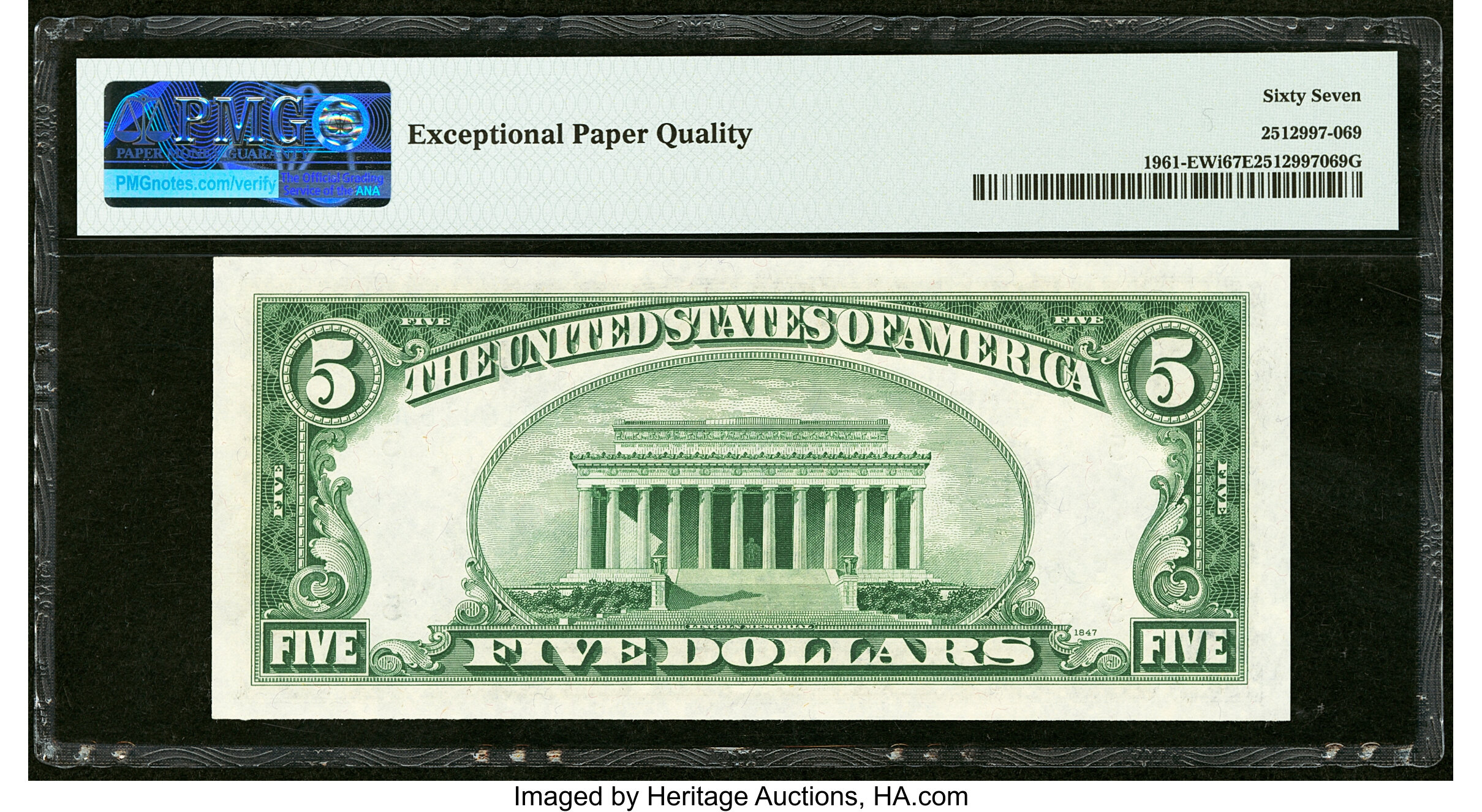 image for: Fr. 1961-E $5 1950 Wide I Federal Reserve Note. PMG Superb Gem Unc 67 EPQ....