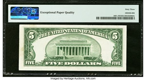 image for: Fr. 1961-J $5 1950 Wide I Federal Reserve Note. PMG Choice Uncirculated 63 EPQ....
