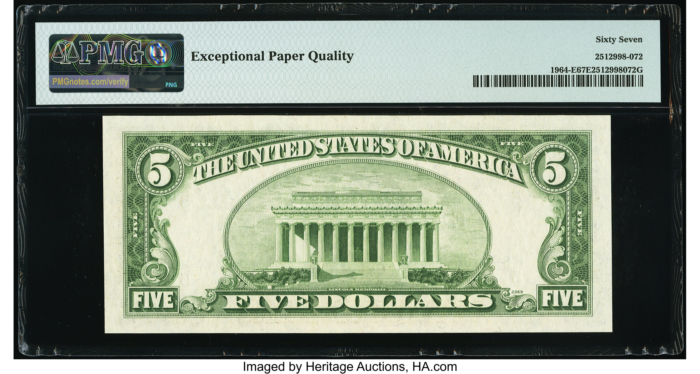 image for: Fr. 1964-E $5 1950C Federal Reserve Note. PMG Superb Gem Unc 67 EPQ....