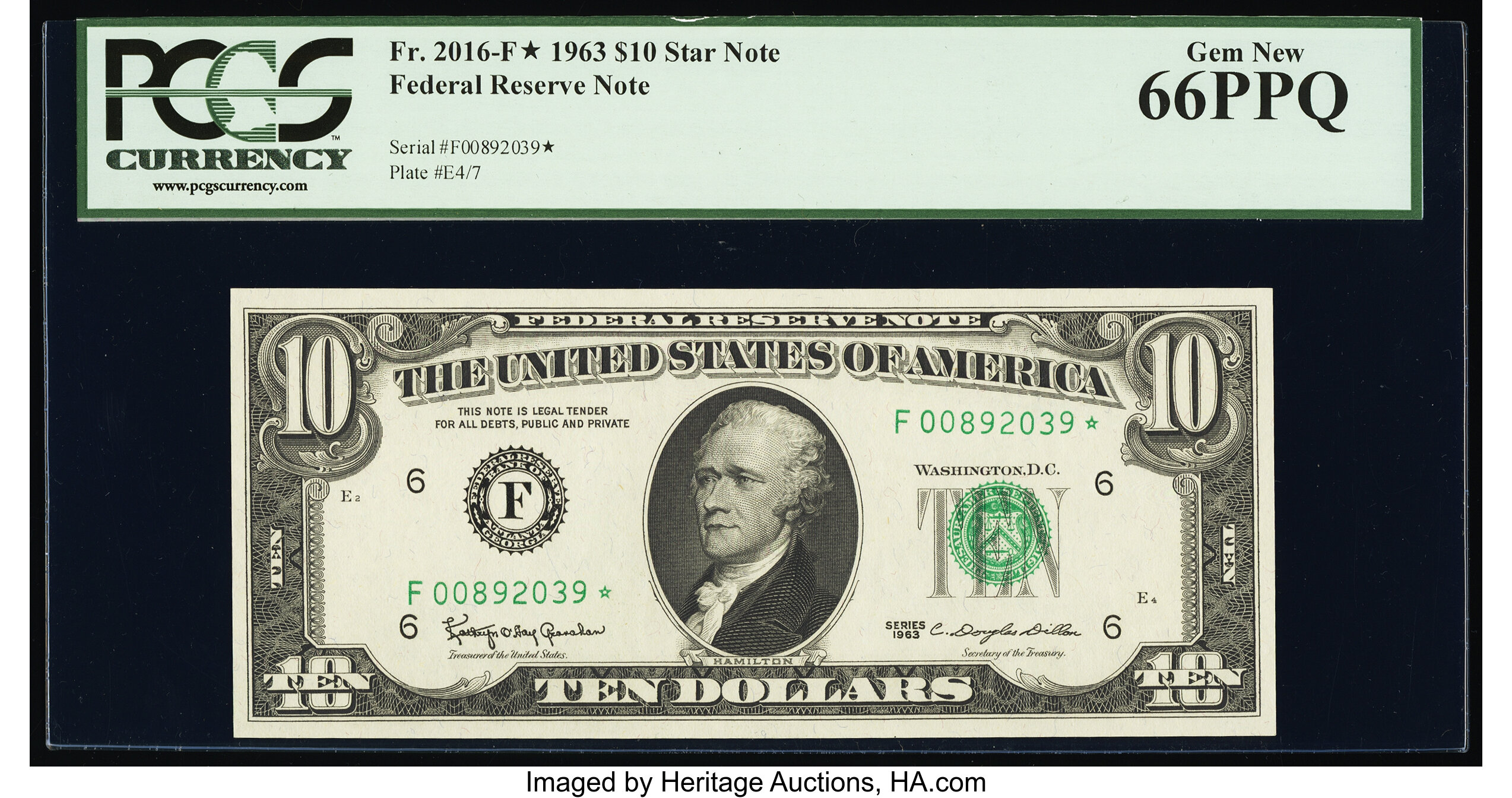 image for: Fr. 2016-F* $10 1963 Federal Reserve Note. PCGS Gem New 66PPQ....