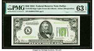 image for: Fr. 2102-K $50 1934 Federal Reserve Note. PMG Choice Uncirculated 63 EPQ....