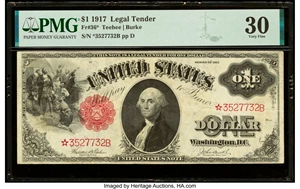 image for: Fr. 36* $1 1917 Legal Tender Star PMG Very Fine 30....
