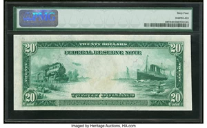 image for: Fr. 1007 $20 1914 Federal Reserve Note PMG Choice Uncirculated 64....
