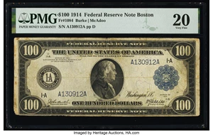 image for: Fr. 1084 $100 1914 Federal Reserve Note PMG Very Fine 20....