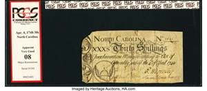image for: North Carolina April 4, 1748 30s PCGS Apparent Very Good 08....