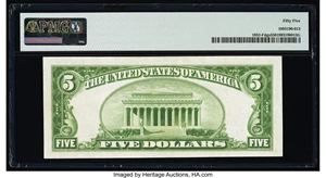 image for: Fr. 1952-F $5 1928B Federal Reserve Note. PMG About Uncirculated 55....