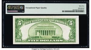 image for: Fr. 1955-I $5 1934 Federal Reserve Note. PMG Gem Uncirculated 65 EPQ....
