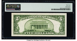 image for: Fr. 1956-E $5 1934 Mule Federal Reserve Note. PMG Choice Uncirculated 64....