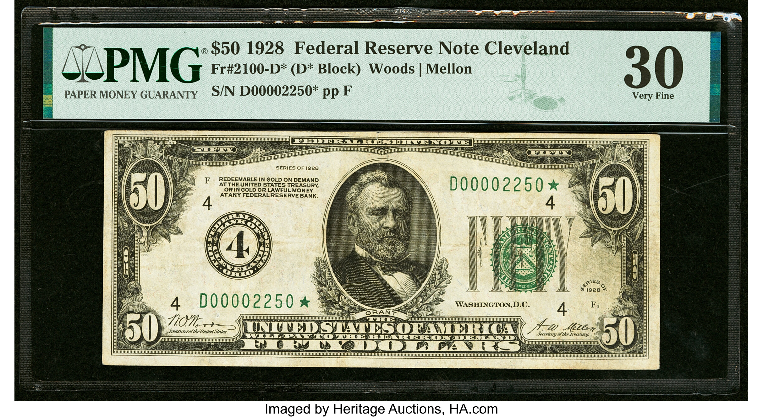 image for: Fr. 2100-D* $50 1928 Federal Reserve Star Note. PMG Very Fine 30....