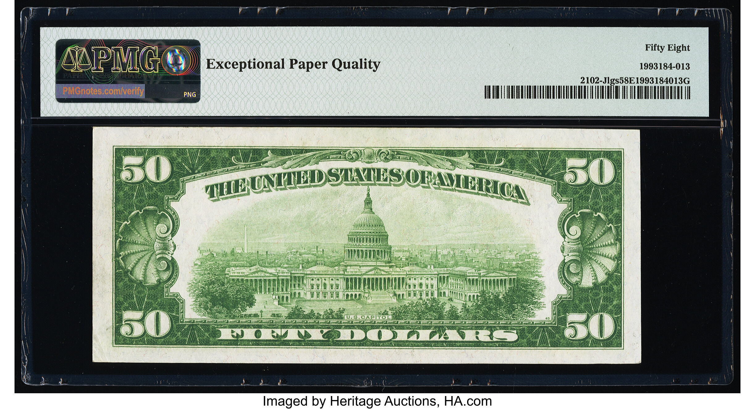 image for: Fr. 2102-J $50 1934 Federal Reserve Note. PMG Choice About Unc 58 EPQ....