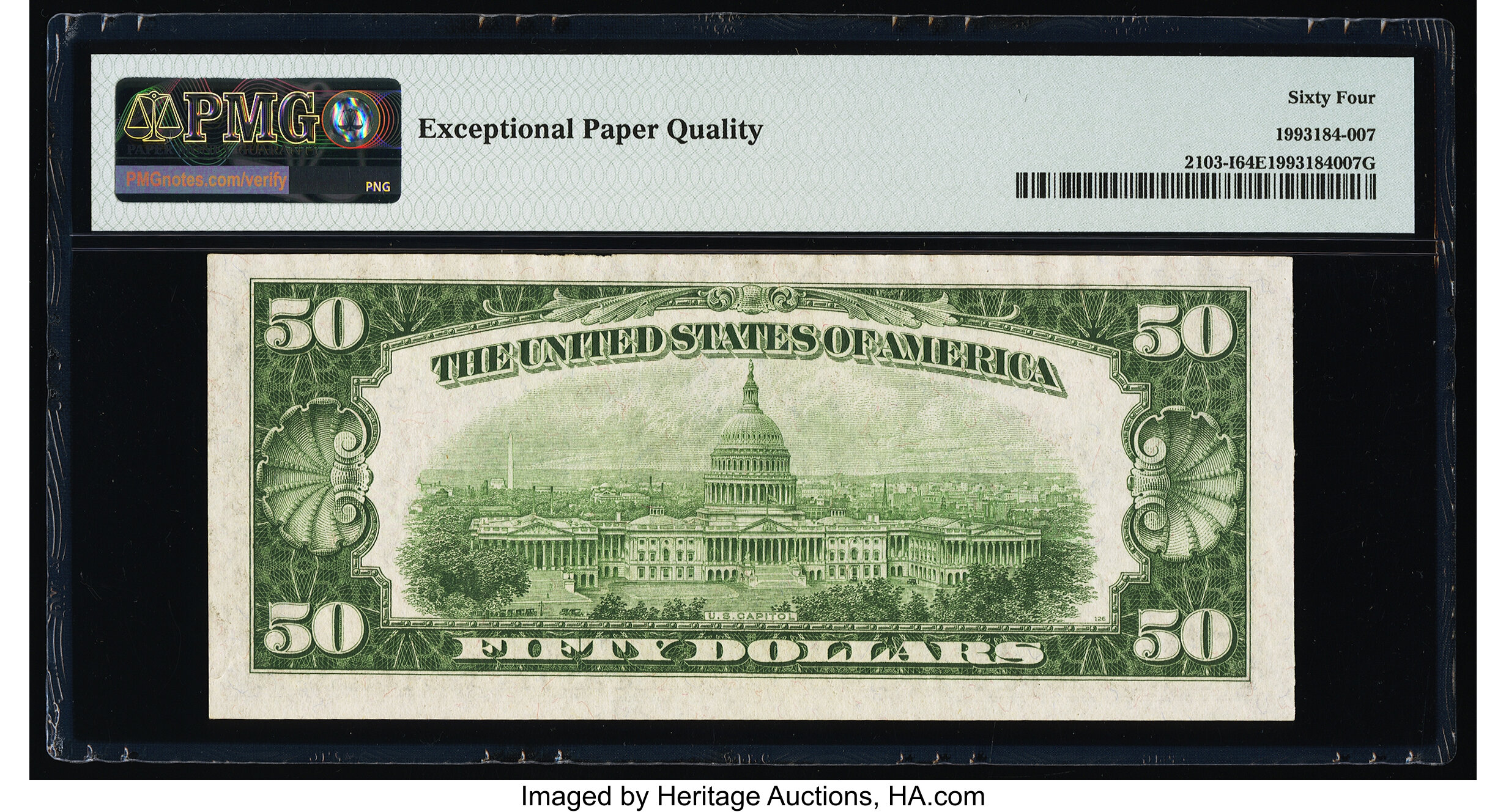 image for: Fr. 2103-I $50 1934A Federal Reserve Note. PMG Choice Uncirculated 64 EPQ....