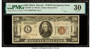 image for: Fr. 2305* $20 1934A Hawaii Federal Reserve Star Note. PMG Very Fine 30....