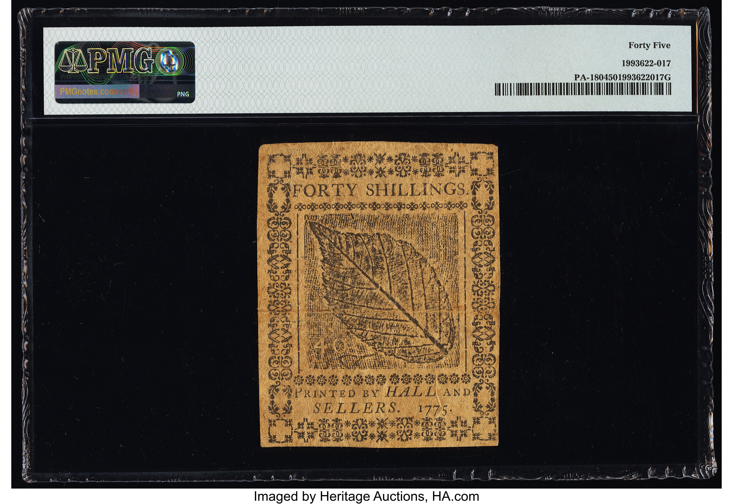 image for: Pennsylvania July 20, 1775 40s PMG Choice Extremely Fine 45....