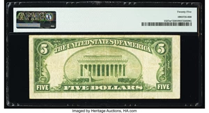 image for: Fr. 1527* $5 1928B Mule Legal Tender Star Note. PMG Very Fine 25....