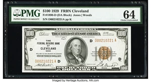 image for: Fr. 1890-D $100 1929 Federal Reserve Bank Note. PMG Choice Uncirculated 64....