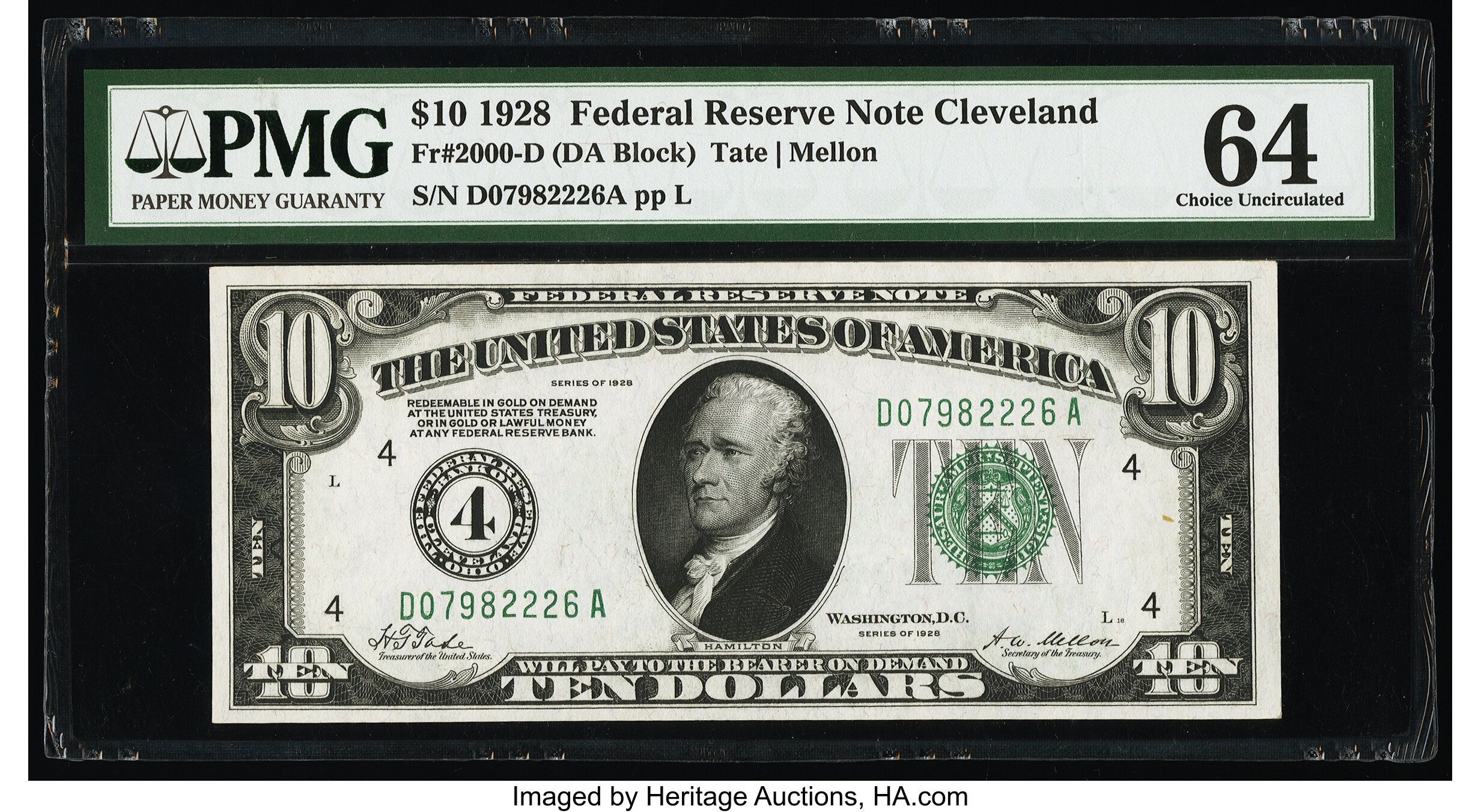 image for: Fr. 2000-D $10 1928 Federal Reserve Note. PMG Choice Uncirculated 64....