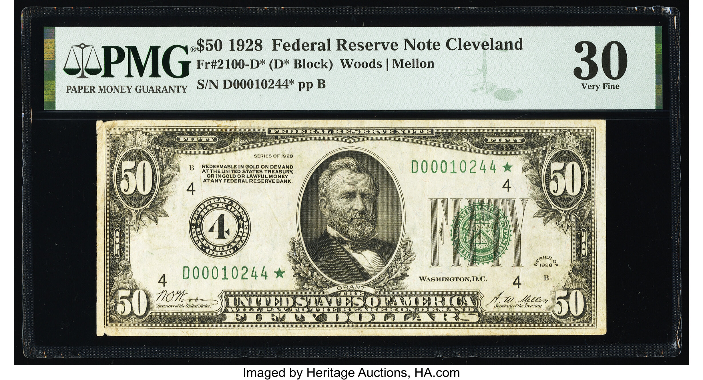 image for: Fr. 2100-D* $50 1928 Federal Reserve Star Note. PMG Very Fine 30....