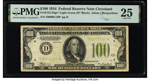image for: Fr. 2152-D* $100 1934 Federal Reserve Star Note. PMG Very Fine 25....