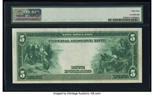 image for: Fr. 874 $5 1914 Federal Reserve Note PMG About Uncirculated 55....