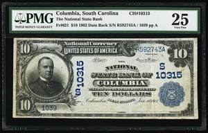 image for: Columbia, SC - $10 1902 Date Back Fr. 621 The National State Bank Ch. # (S)10315 PMG Very Fine 25....