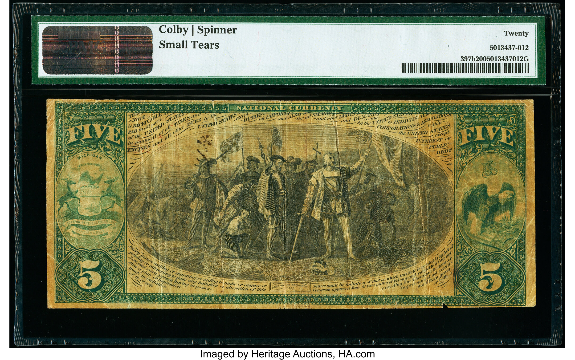 image for: Grand Rapids, MI - $5 Original Fr. 397b The City National Bank Ch. # 812 PMG Very Fine 20....