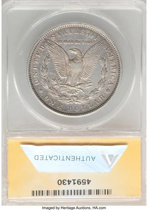 image for: 1887 $1 Clashed E Reverse, VAM-1B, -- Polished -- ANACS. XF45 Details. A Hot 50 Variety. Mintage 20,290,710.From ...