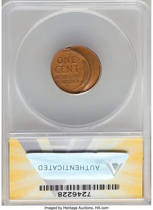 image for: 1940-S 1C Lincoln Cent -- Struck 25% Off Center @10:00 -- AU53 ANACS....