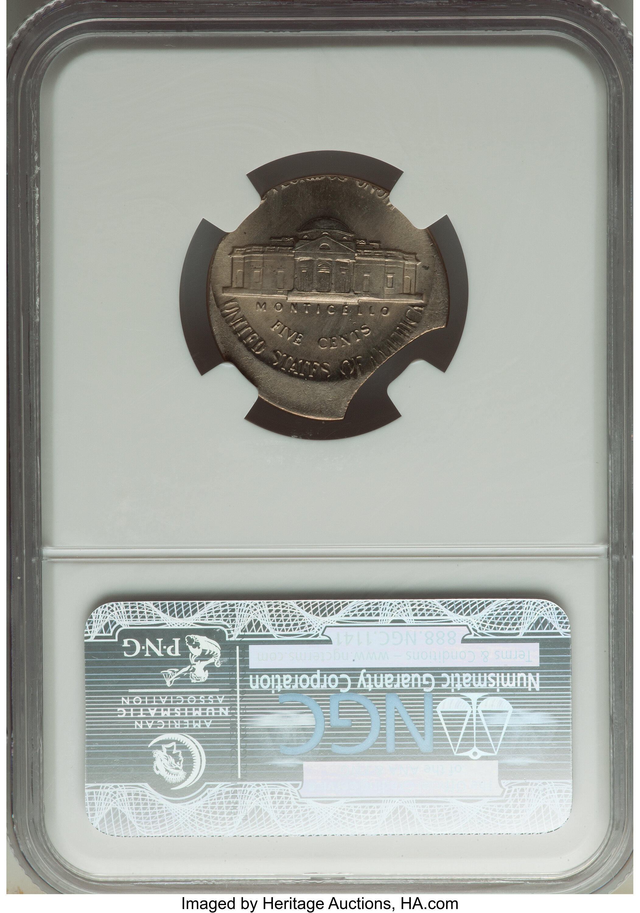 image for: 1979-D 5C Jefferson Nickel -- Struck Off Center on Double Curved Clip Planchet -- MS64 NGC....