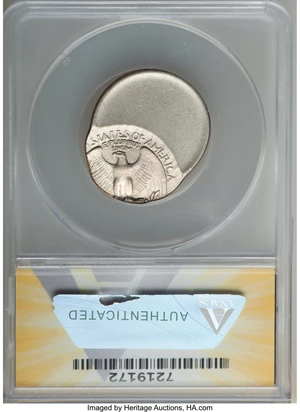 image for: 1986-D 25C Washington Quarter Dollar -- Struck 60% Off Center @11:00 -- AU58 ANACS....
