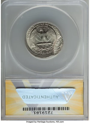 image for: 1993-D 25C Washington Quarter Dollar -- Double Struck, Both Strikes Off Center -- MS64 ANACS....