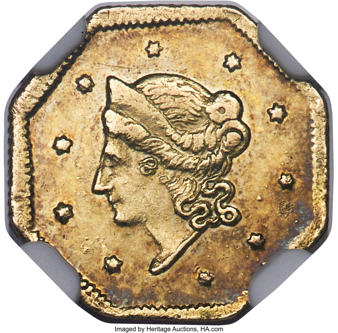 image for: 1854 $1 Liberty Octagonal 1 Dollar, BG-507, High R.6, AU58 NGC....