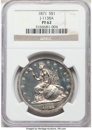 image for: 1871 $1 Dollar, Judd-1138A, Pollock-1276, R.8, PR62 NGC....