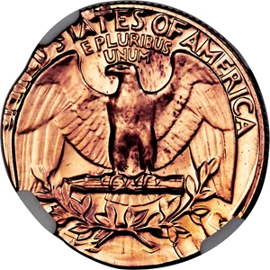 image for: 1972-S 25C Washington Quarter -- Double Struck on a Cent Planchet -- PR66 Red NGC....
