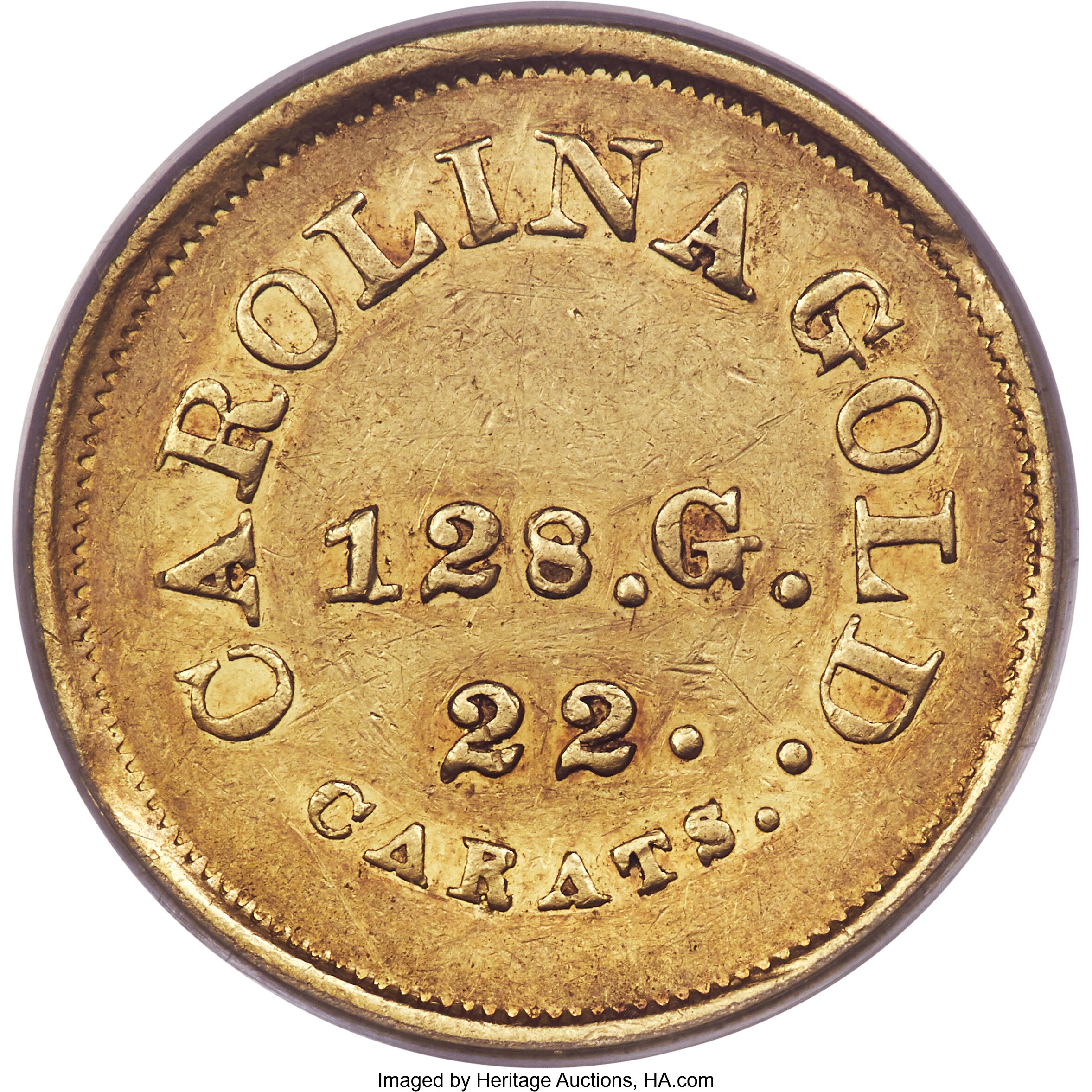 image for: (1837-1842) $5 A. Bechtler Five Dollar, 128G. 22C. XF45 PCGS. CAC. K-28, R.6....