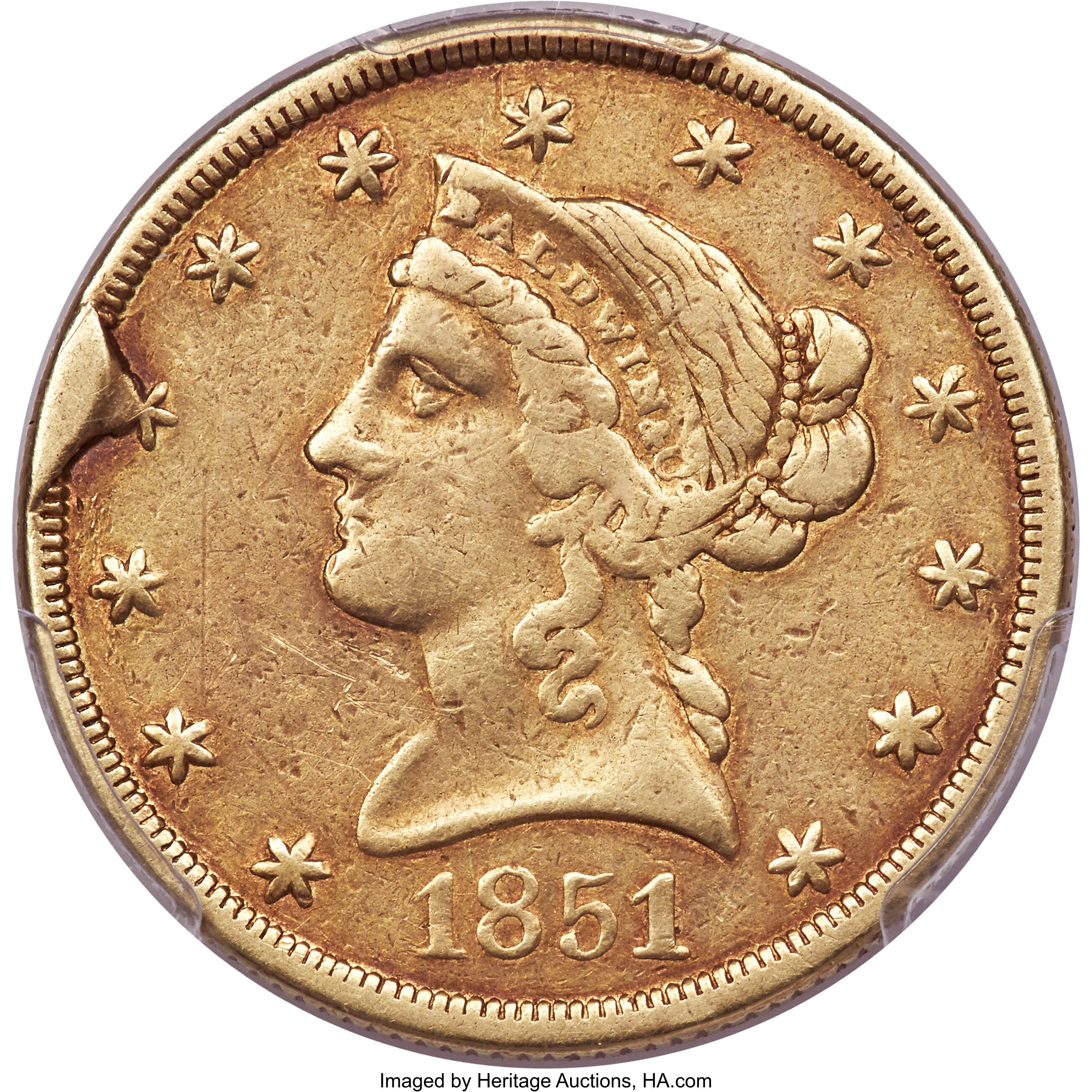 image for: 1851 $10 Baldwin Ten Dollar VF30 PCGS. K-4, High R.6....