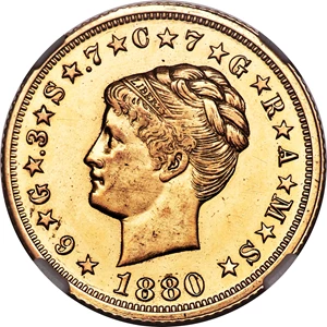 image for: 1880 $4 Coiled Hair Stella, Judd-1660, Pollock-1860, JD-1, Low R.7, PR61 NGC....