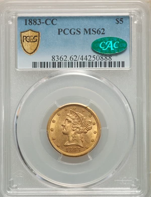image for: 1883-CC $5 MS62 PCGS. CAC. Variety 1-A....