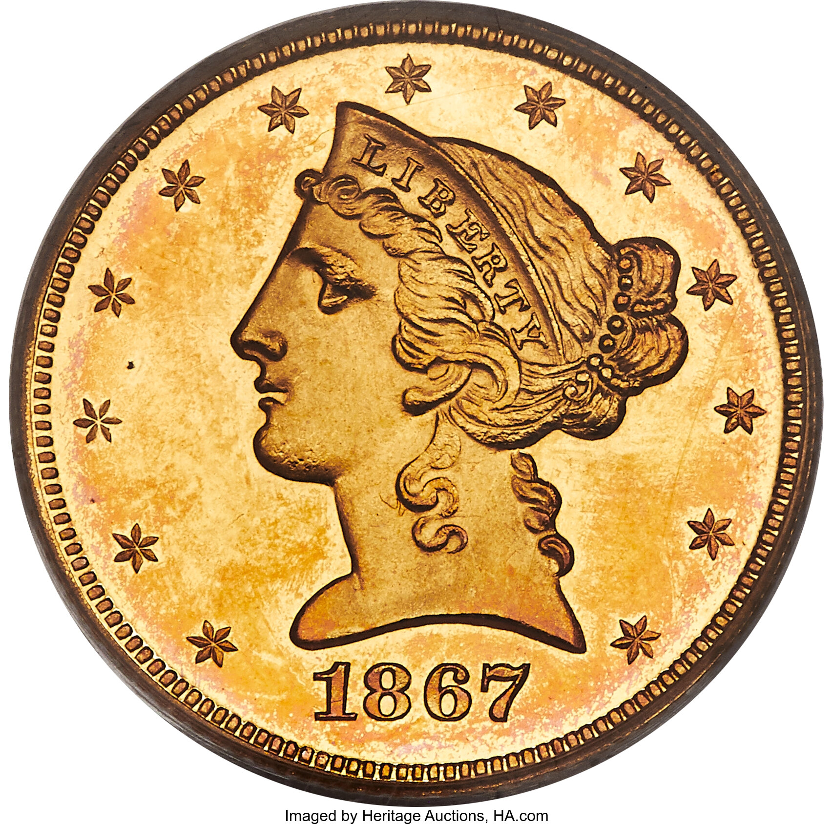 image for: 1867 $5 PR66 Cameo PCGS. JD-1, High R.6....