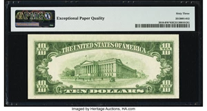 image for: Fr. 2010-B* $10 1950 Wide Federal Reserve Star Note. PMG Choice Uncirculated 63 EPQ....