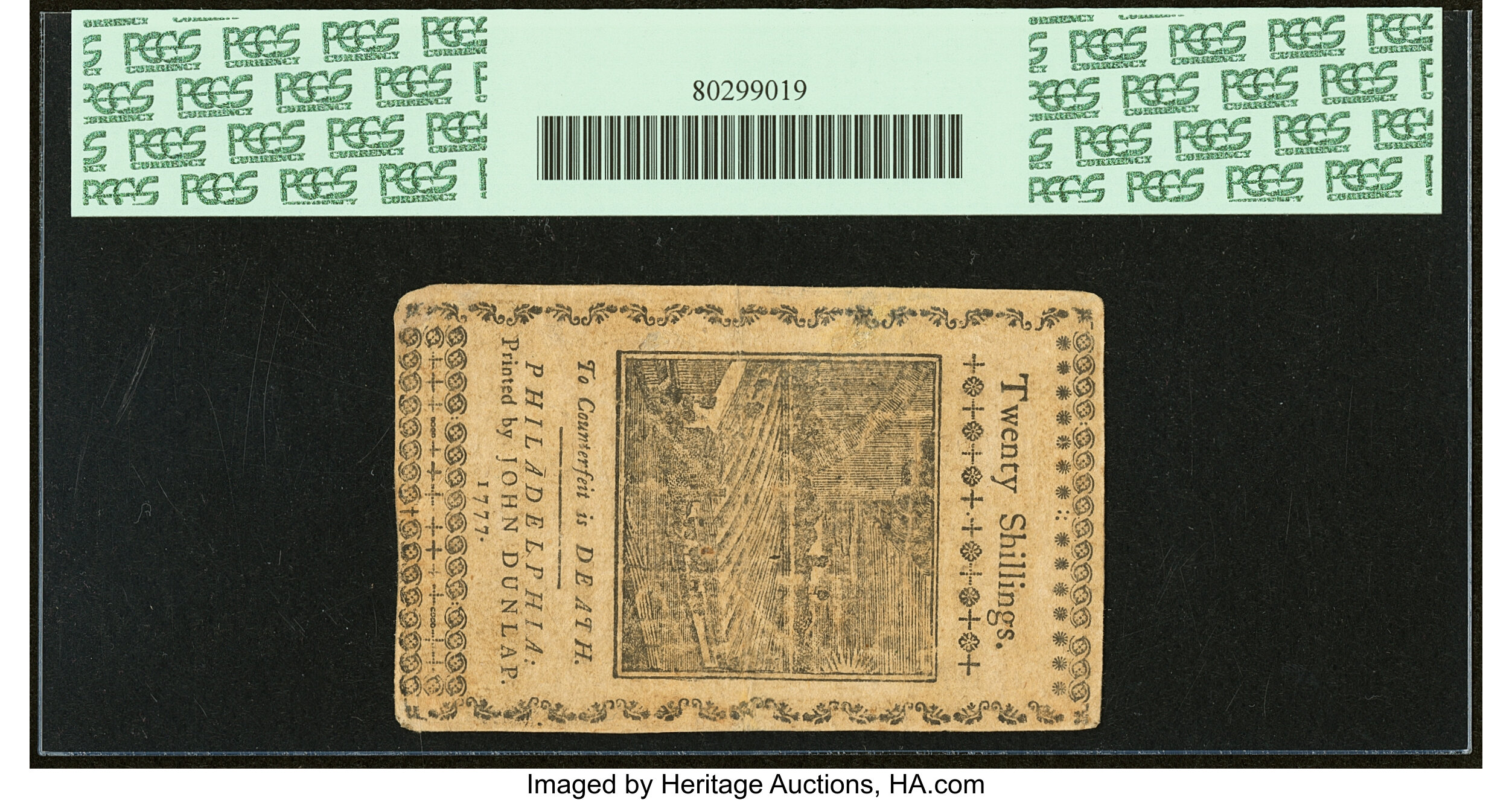 image for: Pennsylvania April 10, 1777 20s PCGS Extremely Fine 40PPQ....