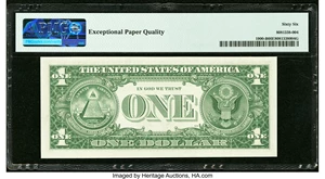 image for: Fr. 1900-B $1 1963 Federal Reserve Note. B-C Block. PMG Gem Uncirculated 66 EPQ....