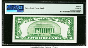image for: Fr. 1955-C $5 1934 Federal Reserve Note. PMG Choice Uncirculated 64 EPQ....